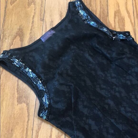 hale Bob Beaded Lace Sheath Black Mini Dress Sz S - Picture 2 of 9